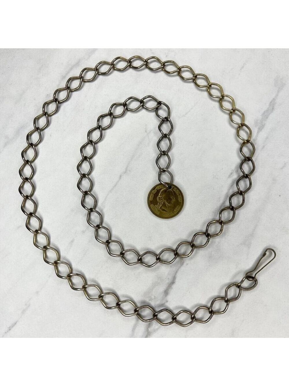 George Washington Coin Charm Chain Link Belt Size Small S